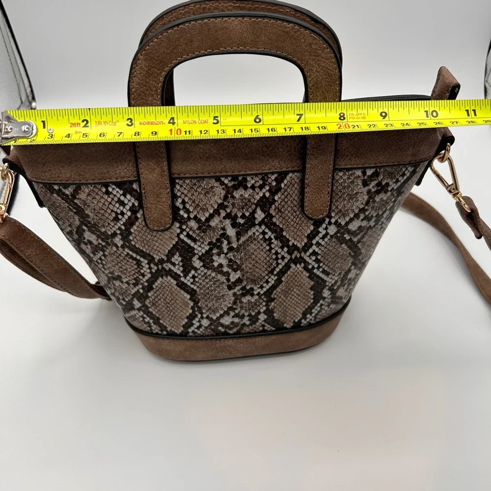 Snakeskin‎ Print Crossbody Bucket Handbag Statement Bag